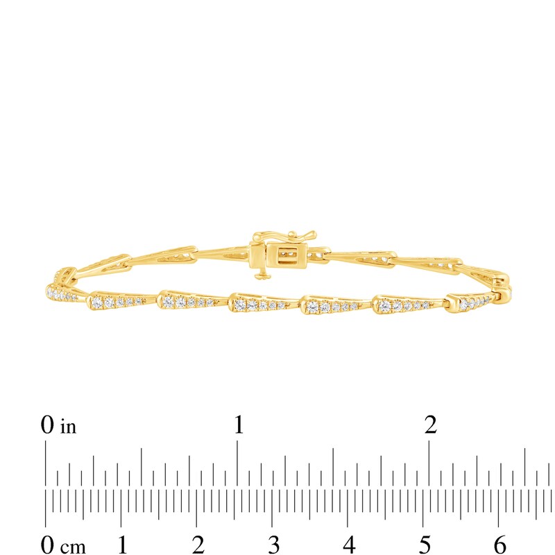 Main Image 3 of 1 CT. T.W. Diamond Elongated Triangle Link Bracelet in 10K Gold