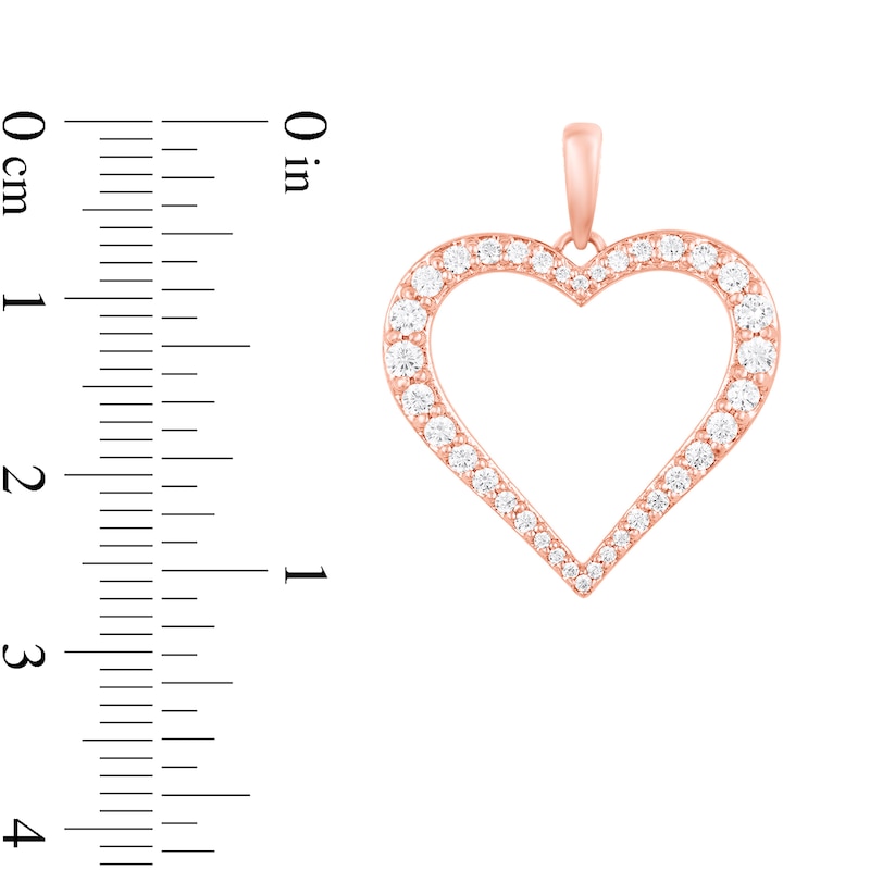 Main Image 2 of 1/2 CT. T.W. Diamond Open Heart Pendant in 14K Rose Gold