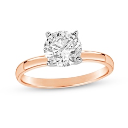 2 CT. Certified Diamond Solitaire Engagement Ring in 14K Rose Gold (J/I2)