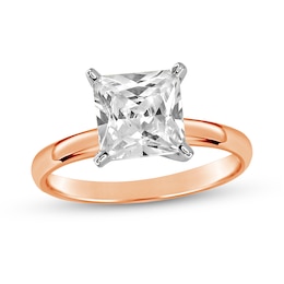 2 CT. Certified Princess-Cut Diamond Solitaire Engagement Ring in 14K Rose Gold (J/I2)