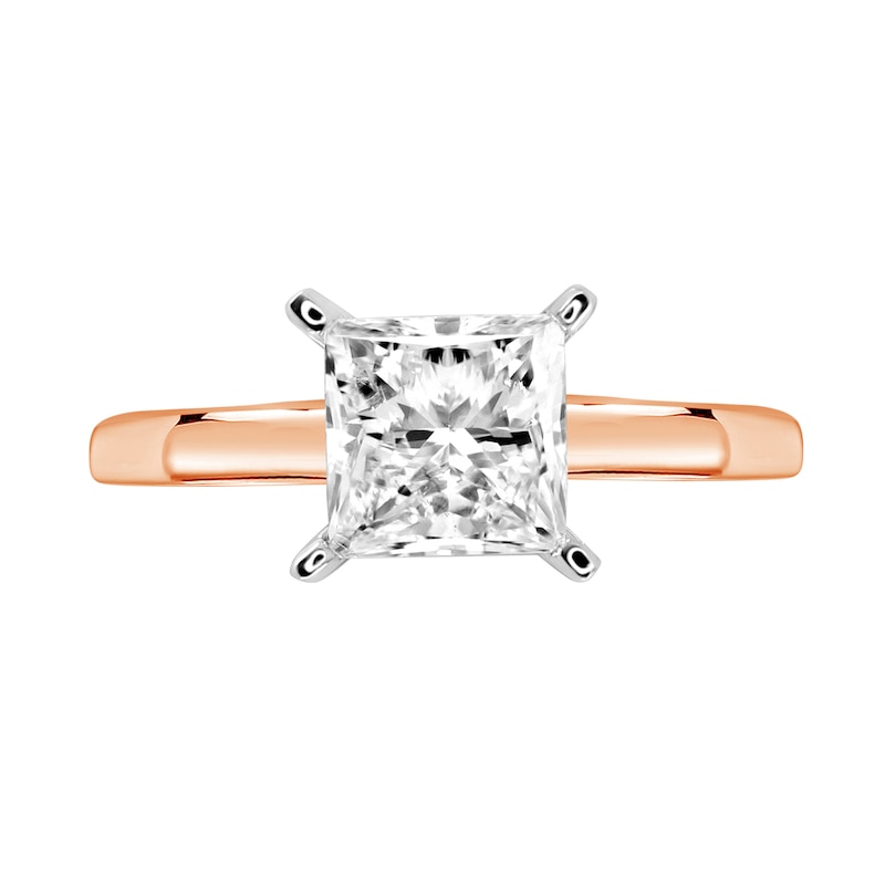 Main Image 3 of 2 CT. Certified Princess-Cut Diamond Solitaire Engagement Ring in 14K Rose Gold (J/I2)