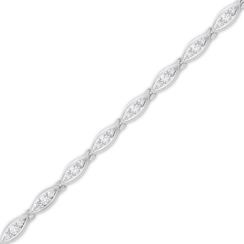 Main Image 1 of 1 CT. T.W. Diamond Marquise-Frame Link Bracelet in 10K White Gold