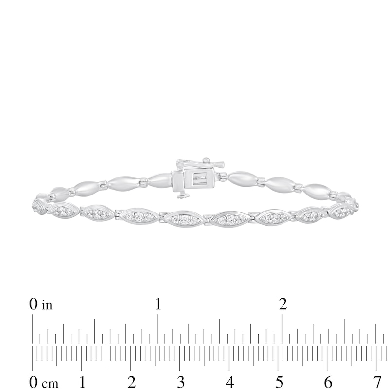 Main Image 3 of 1 CT. T.W. Diamond Marquise-Frame Link Bracelet in 10K White Gold