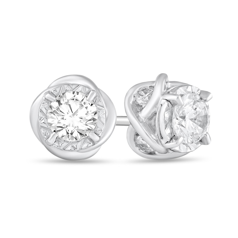 Main Image 1 of 1 CT. T.W. Diamond Twist Stud Earrings in 10K White Gold