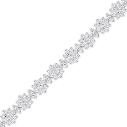 5 CT. T.W. Diamond Flower Line Bracelet in 10K White Gold