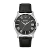 Thumbnail Image 1 of Men's Bulova Wilton Silvertone Watch with Black Leather Strap (Model: 96B390)