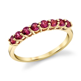 Rhodolite Garnet Eight Stone Ring in 14K Gold