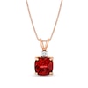 Thumbnail Image 0 of 7.0mm Cushion-Cut Garnet and Diamond Accent Pendant in 14K Rose Gold