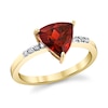 Thumbnail Image 0 of 8.0mm Trillion-Cut Garnet and 1/20 CT. T.W. Diamond Ring in 10K Gold