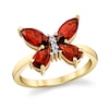 Thumbnail Image 0 of Marquise and Pear-Shaped Garnet with Diamond Accent Butterfly Ring in 10K Gold