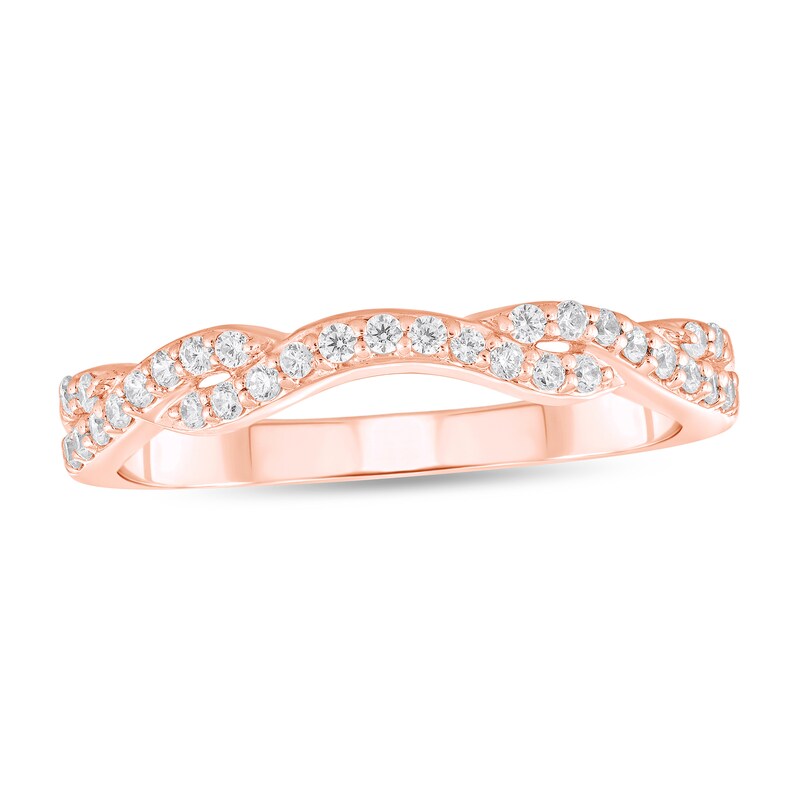 Main Image 1 of 1/5 CT. T.W. Diamond Twist Band in 14K Rose Gold