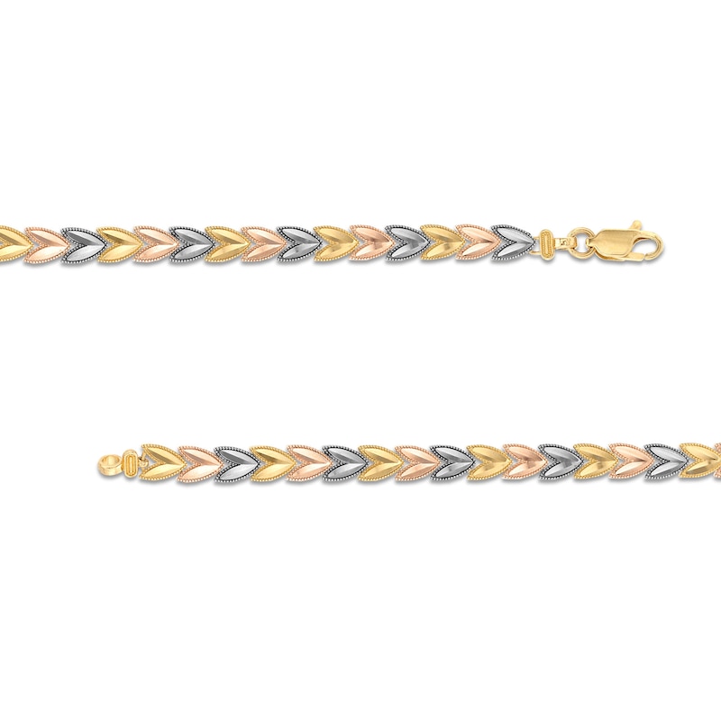 Main Image 3 of Heart Link Necklace in 14K Tri-Tone Gold