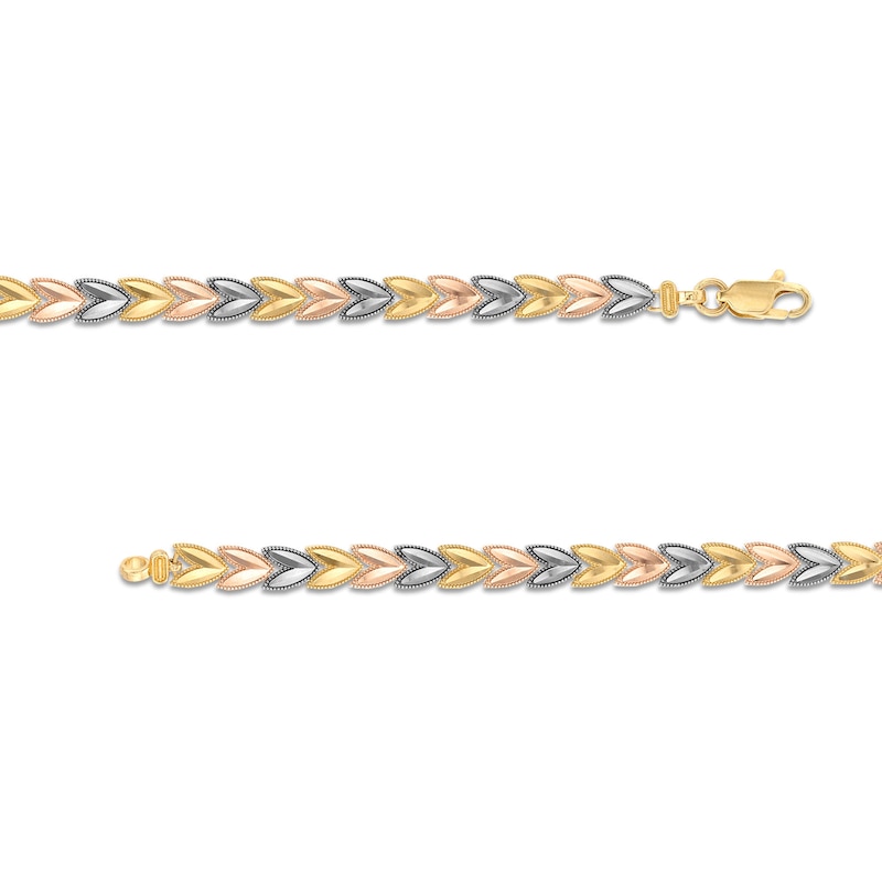 Heart Link Bracelet in 14K Tri-Tone Gold