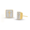 Thumbnail Image 1 of Men's 1/2 CT. T.W. Diamond Cross Square Stud Earrings in 14K Gold