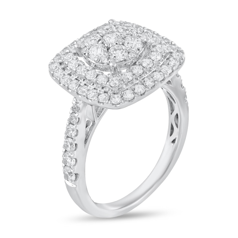 1-1/2 CT. T.W.Diamond Double Cushion Frame Engagement Ring in 10K White Gold