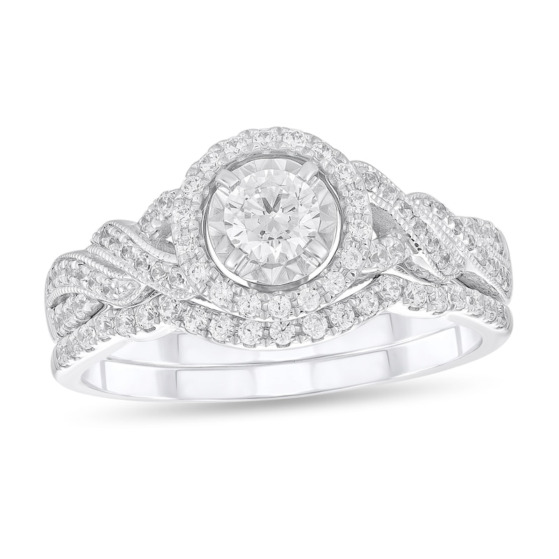 5/8 CT. T.W. Diamond Twist Bridal Set in 10K White Gold