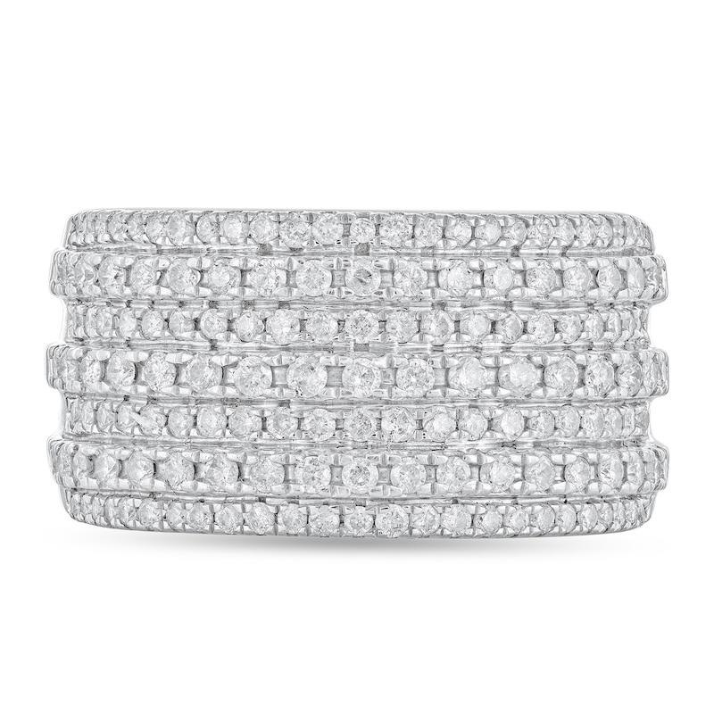 Main Image 3 of 1 CT. T.W. Diamond Multi-Row Band in 10K White Gold