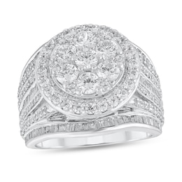 3 CT. T.W. Multi-Diamond Composite Frame Engagement Ring in 14K White Gold