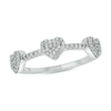 Thumbnail Image 1 of 1/3 CT. T.W. Heart-Shaped Multi-Diamond Station Three Stone Stackable Band in Sterling Silver