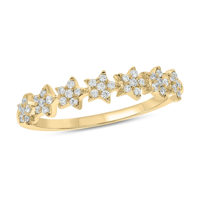 Main Image 1 of 1/4 CT. T.W. Multi-Diamond Stars Stackable Band in 10K Gold