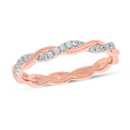 1/6 CT. T.W. Diamond Twist Stackable Band in 10K Rose Gold