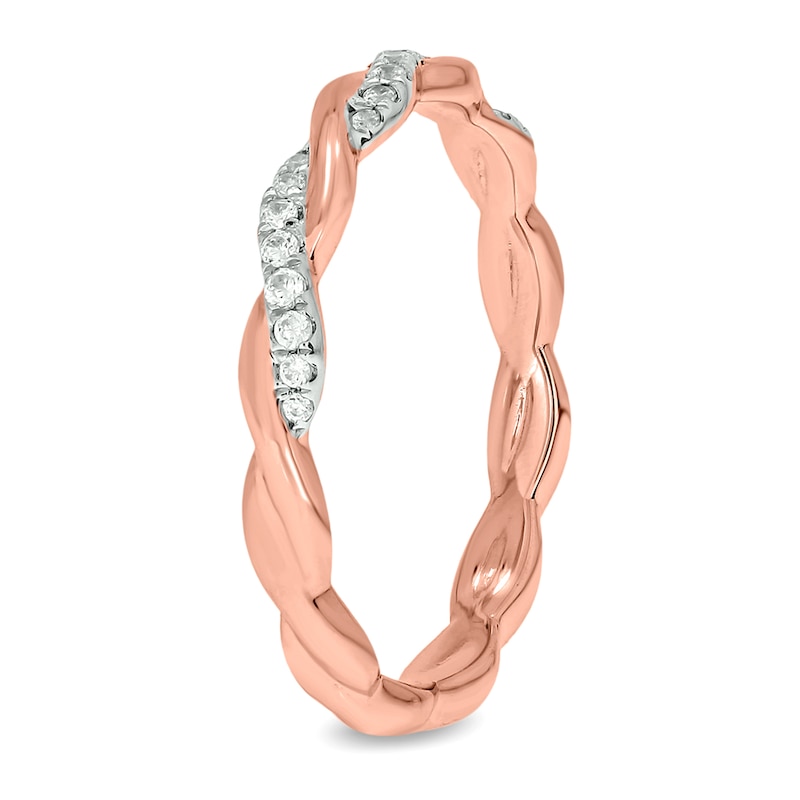 Main Image 2 of 1/6 CT. T.W. Diamond Twist Stackable Band in 10K Rose Gold