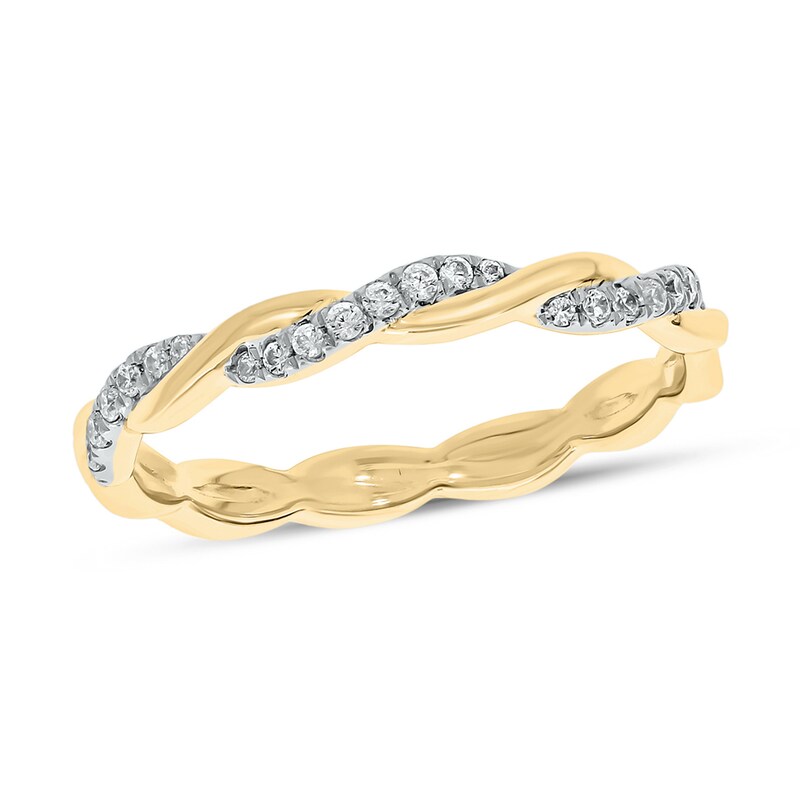 Main Image 1 of 1/6 CT. T.W. Diamond Twist Stackable Band in 10K Gold