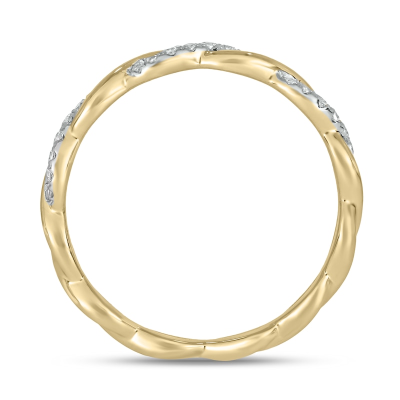 Main Image 3 of 1/6 CT. T.W. Diamond Twist Stackable Band in 10K Gold