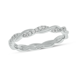 1/6 CT. T.W. Diamond Twist Stackable Band in 10K White Gold