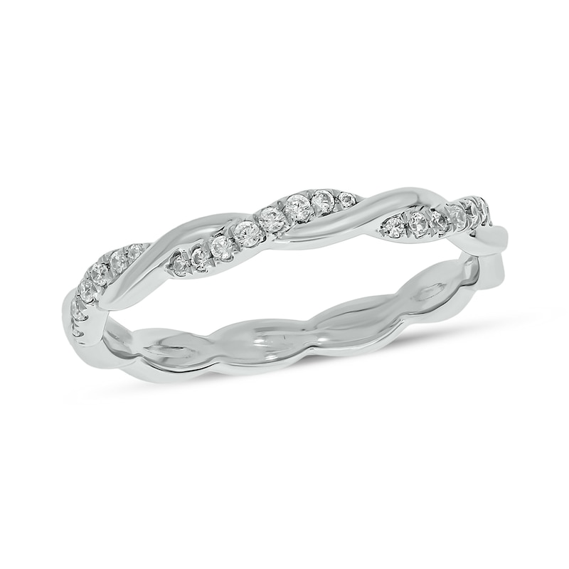 Main Image 1 of 1/6 CT. T.W. Diamond Twist Stackable Band in 10K White Gold