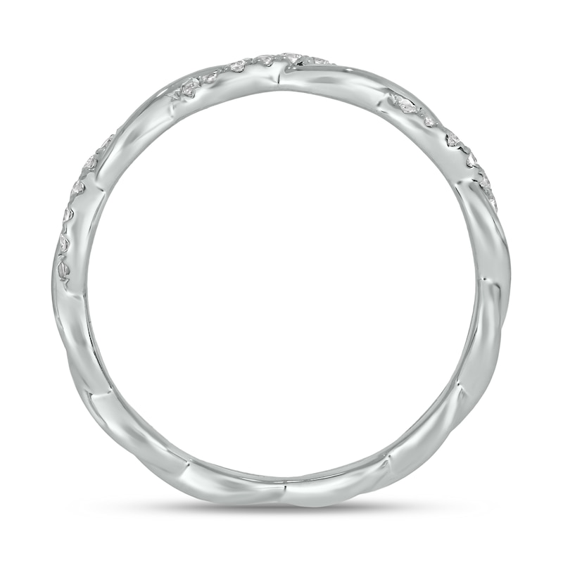 Main Image 3 of 1/6 CT. T.W. Diamond Twist Stackable Band in 10K White Gold