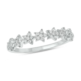 1/4 CT. T.W. Multi-Diamond Stars Stackable Band in 10K White Gold