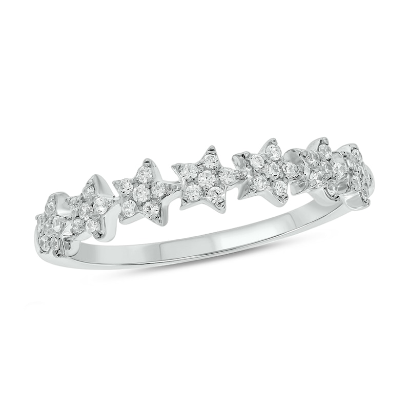 Main Image 1 of 1/4 CT. T.W. Multi-Diamond Stars Stackable Band in 10K White Gold