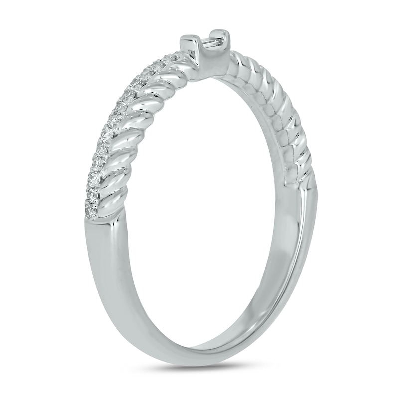 Main Image 2 of 1/6 CT. T.W. Baguette-Cut and Round Diamond Rope Edge Double Row Stackable Band in 10K White Gold