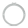 Thumbnail Image 3 of 1/6 CT. T.W. Baguette-Cut and Round Diamond Rope Edge Double Row Stackable Band in 10K White Gold