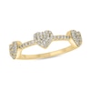 Thumbnail Image 1 of 1/3 CT. T.W. Heart-Shaped Multi-Diamond Station Three Stone Stackable Band in Sterling Silver with 14K Gold Plate