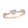 Thumbnail Image 1 of 1/3 CT. T.W. Heart-Shaped Multi-Diamond Station Three Stone Stackable Band in Sterling Silver with 14K Rose Gold Plate