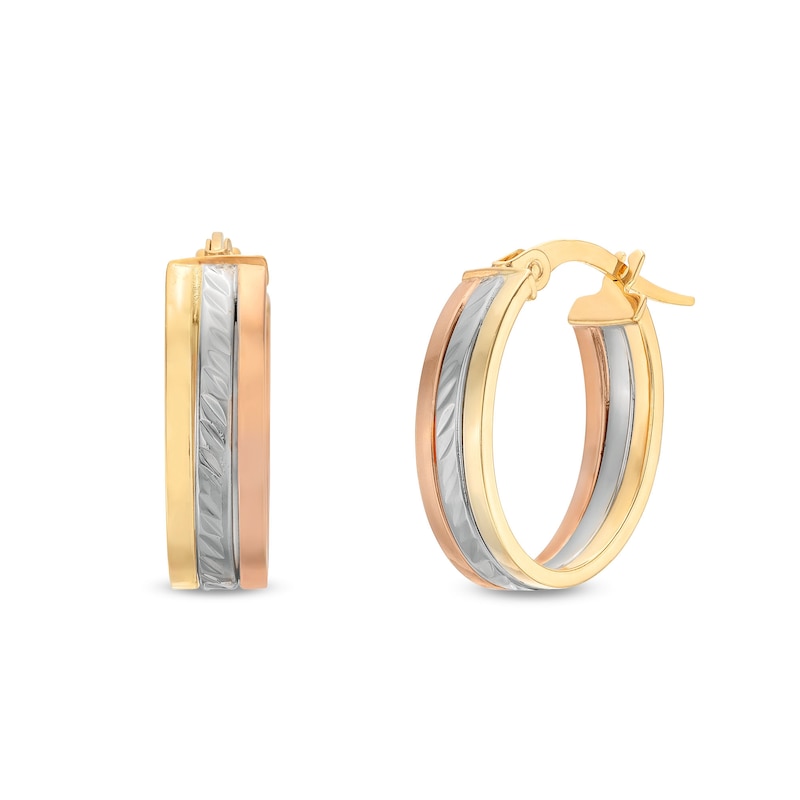 Triple Layered Hoop Earrings in 14K Tri-Tone Gold