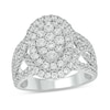 Thumbnail Image 1 of 2 CT. T.W. Oval-Shaped Multi-Diamond Double Frame Twist Shank Engagement Ring in 10K White Gold