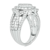 Thumbnail Image 2 of 2 CT. T.W. Oval-Shaped Multi-Diamond Double Frame Twist Shank Engagement Ring in 10K White Gold