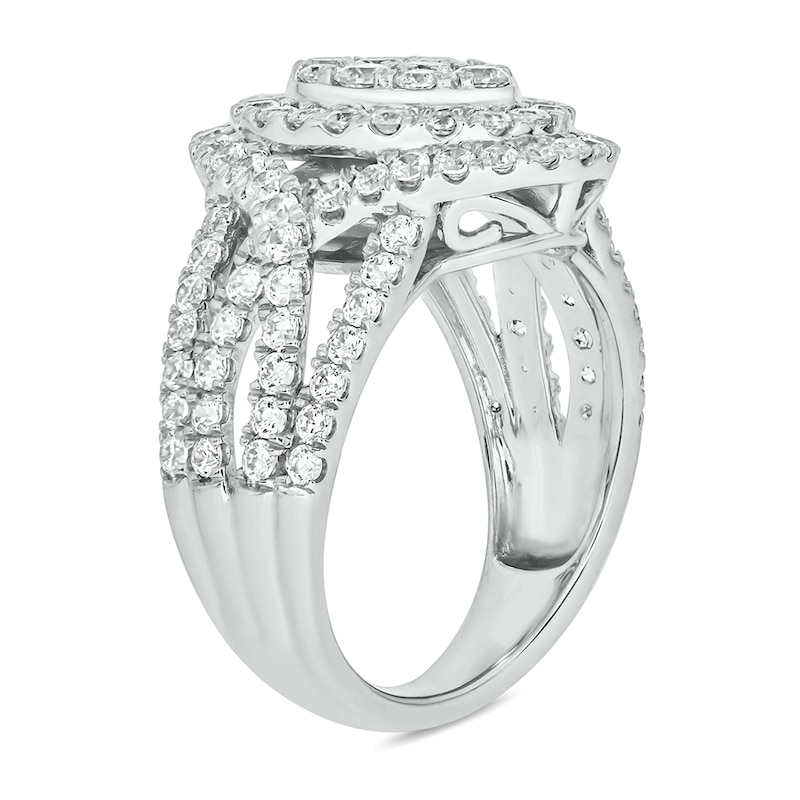 Main Image 2 of 2 CT. T.W. Oval-Shaped Multi-Diamond Double Frame Twist Shank Engagement Ring in 10K White Gold