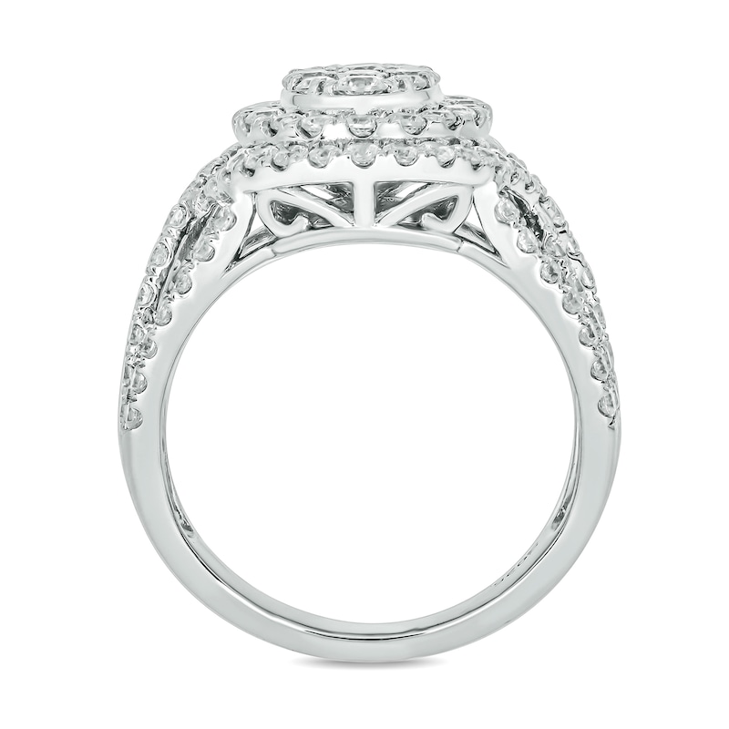 Main Image 3 of 2 CT. T.W. Oval-Shaped Multi-Diamond Double Frame Twist Shank Engagement Ring in 10K White Gold