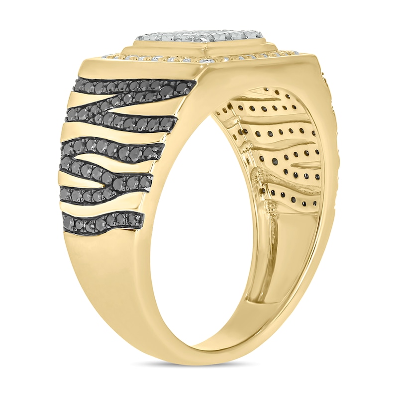 Main Image 2 of 1 CT. T.W. Cushion-Shaped Multi-Diamond Frame Zig-Zag Shank Ring in 10K Gold