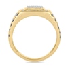 Thumbnail Image 3 of 1 CT. T.W. Cushion-Shaped Multi-Diamond Frame Zig-Zag Shank Ring in 10K Gold