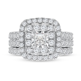 3 CT. T.W. Multi-Diamond Square-Framed Engagement Ring in 10K White Gold