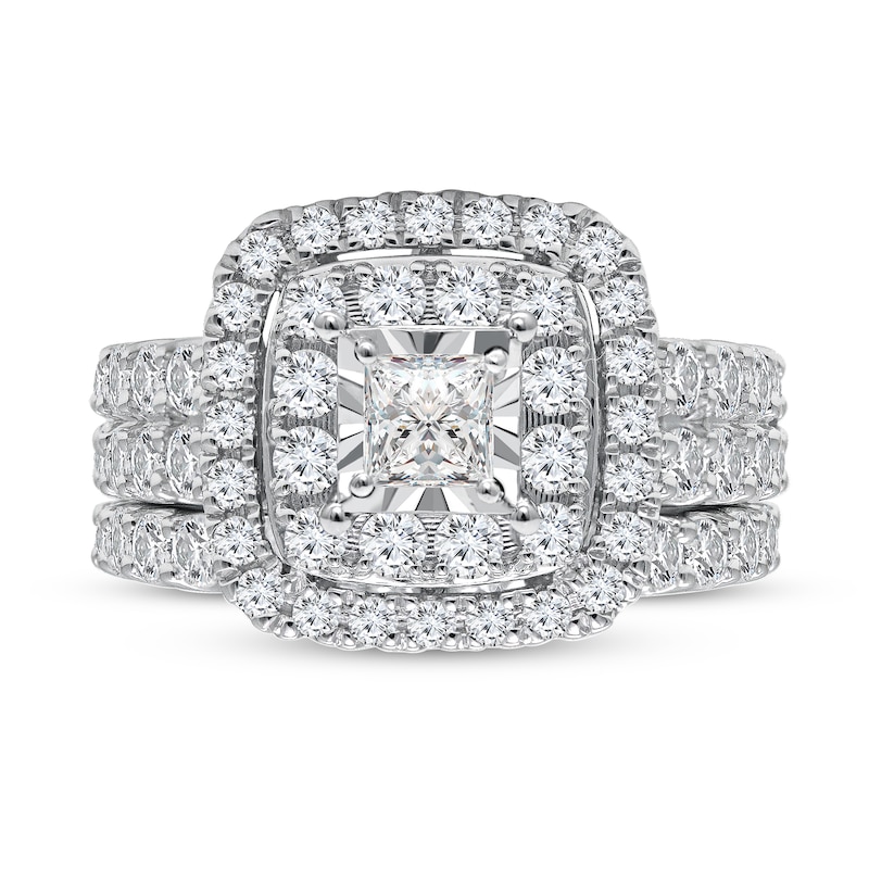 3 CT. T.W. Multi-Diamond Square-Framed Engagement Ring in 10K White Gold