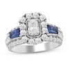Thumbnail Image 0 of 1-3/8 CT. T.W. Diamond and Blue Sapphire Framed Engagement Ring in 14K White Gold