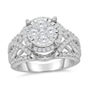 Thumbnail Image 0 of 1 CT. T.W. Multi-Diamond Framed Twist Shank Engagement Ring in 10K White Gold