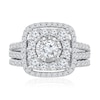 Thumbnail Image 0 of 2 CT. T.W. Multi-Diamond Double Cushion-Framed Engagement Ring in 10K White Gold