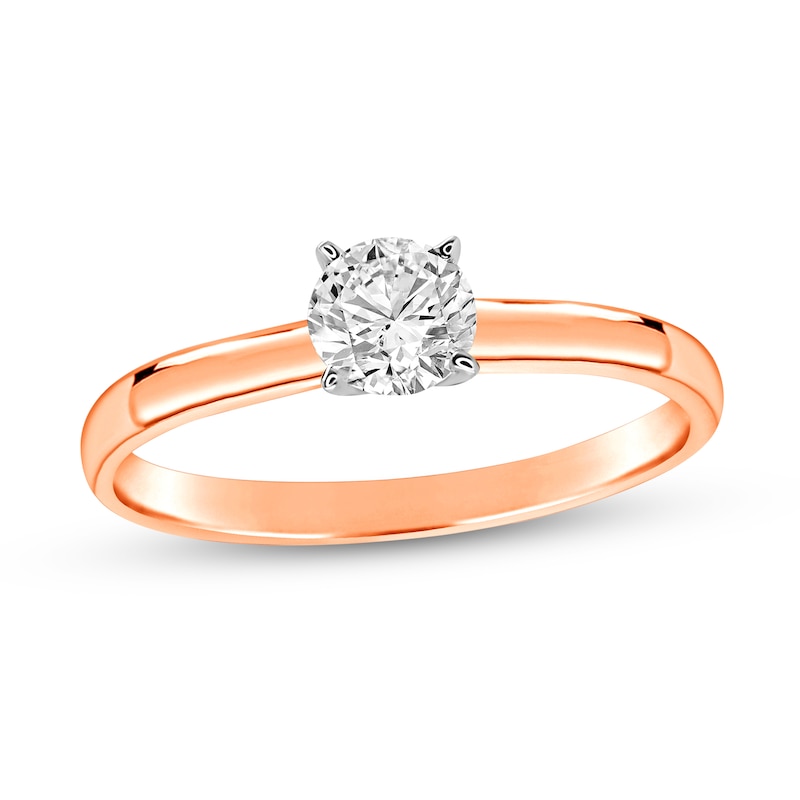 Main Image 1 of 1/2 CT. Certified Diamond Solitaire Engagement Ring in 14K Rose Gold (J/I1)